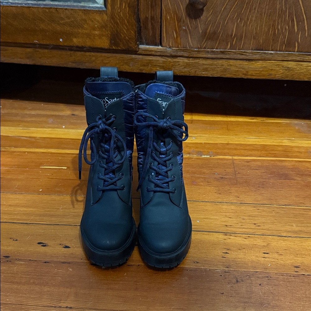 Franco Sarto Black and Navy Lace-Up Boots